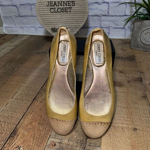 Jimmy Choo Animal Print Cap Toe Tan Patent Leather Ballet Flats EUR 39 - Picture 14 of 15